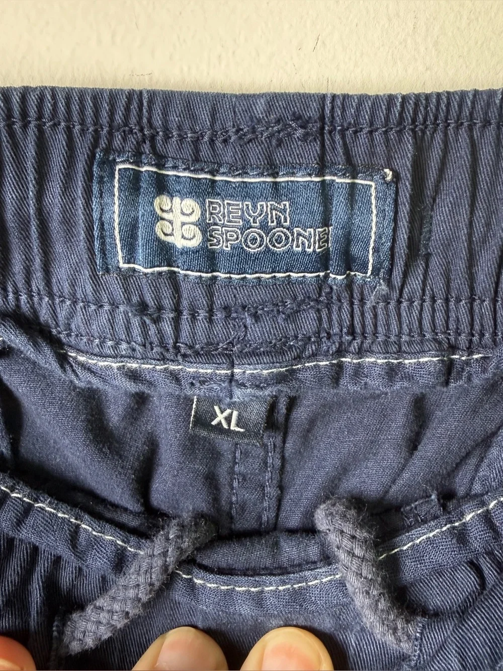 Reyn Spooner Navy Elastic Waist Cotton Stretch Shorts Designed Hawaii XL